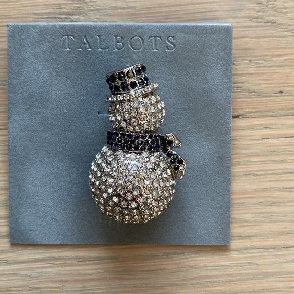 Talbots Crystal Snowman Brooch - Picture 2 of 6